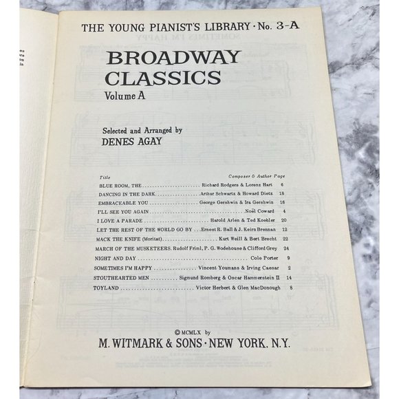 Broadway Classics Piano Songbook Sheet Music Vol A Denes Agay 1960 12 Songs - Picture 2 of 6